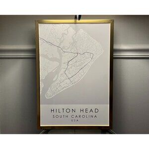 Physical Product! Hilton Head, SC Framed Minimalist Map of Hilton Head, SC
